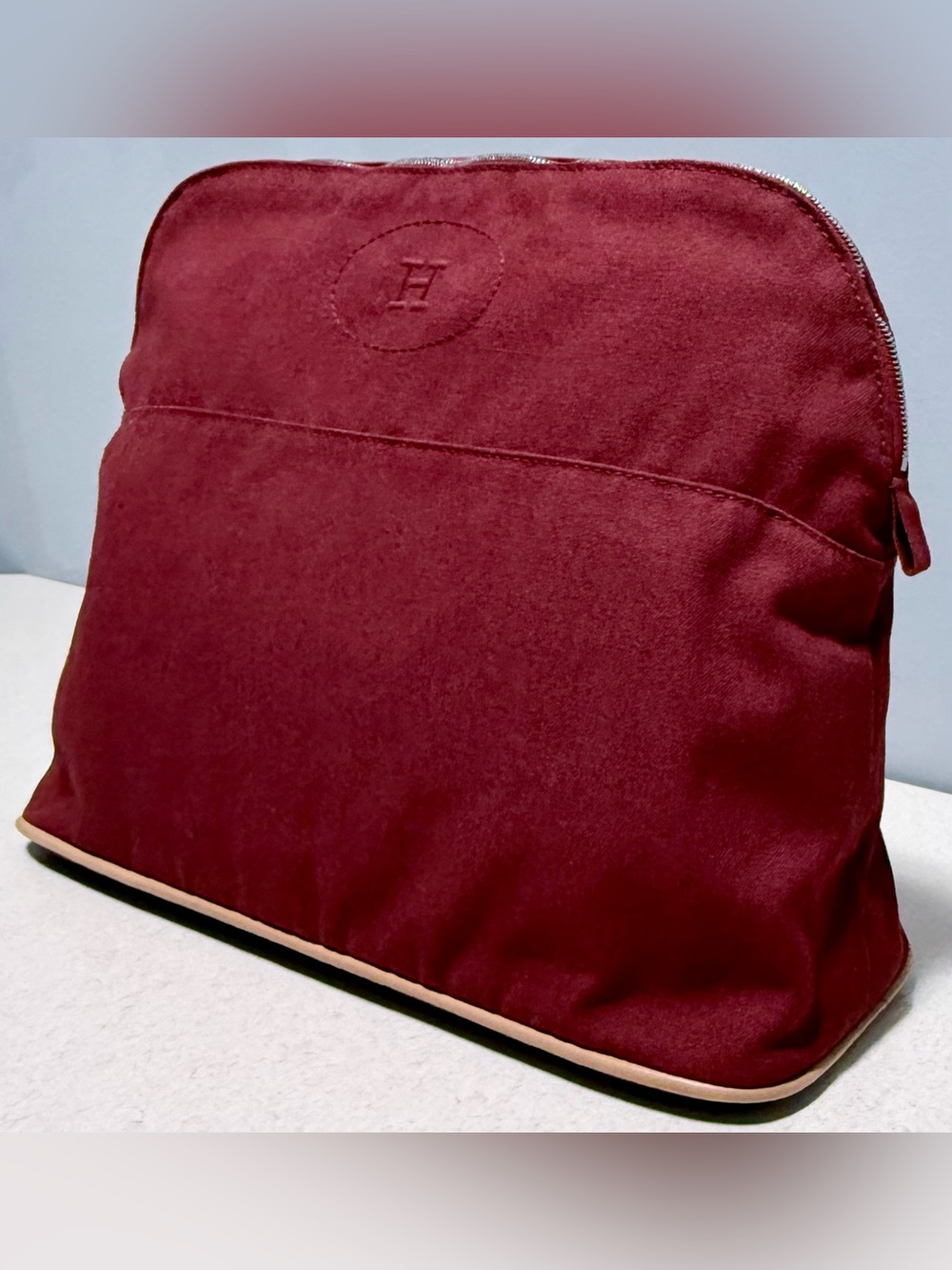 Hermès Bolide Pouch in Bordeaux Cotton Canvas